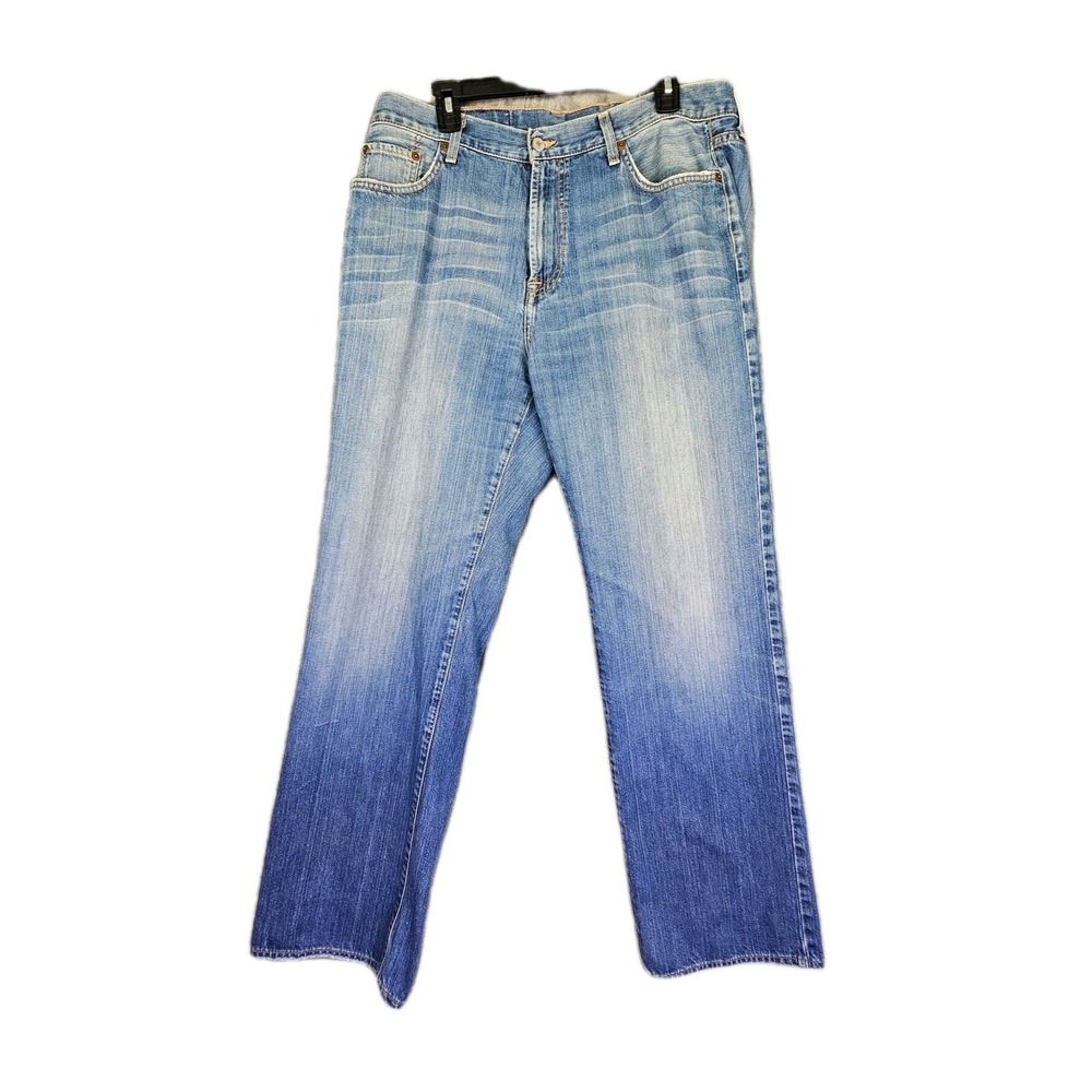 Lucky Brand Dungarees Mens 36x33 Blue Bootcut Jeans Vintage Wash Long Zip Fly